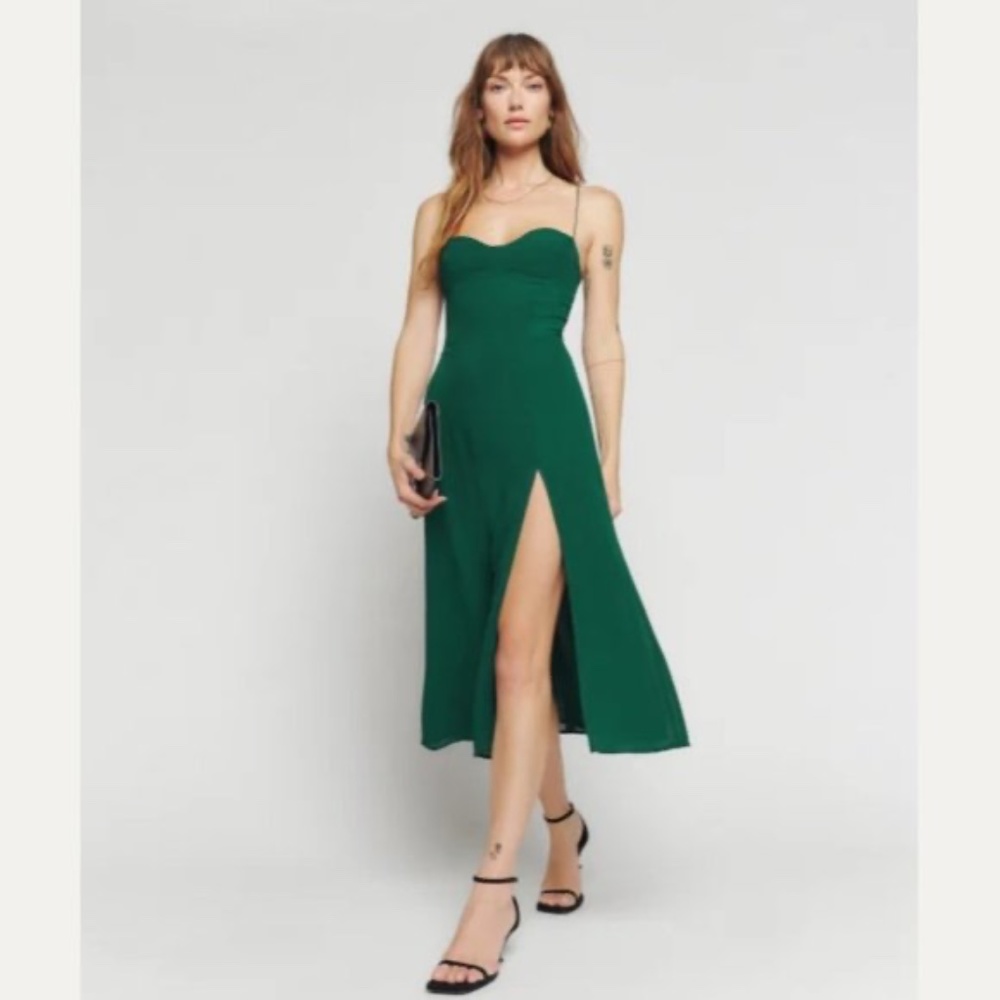 Reformation Juliette Dress in Emerald Green